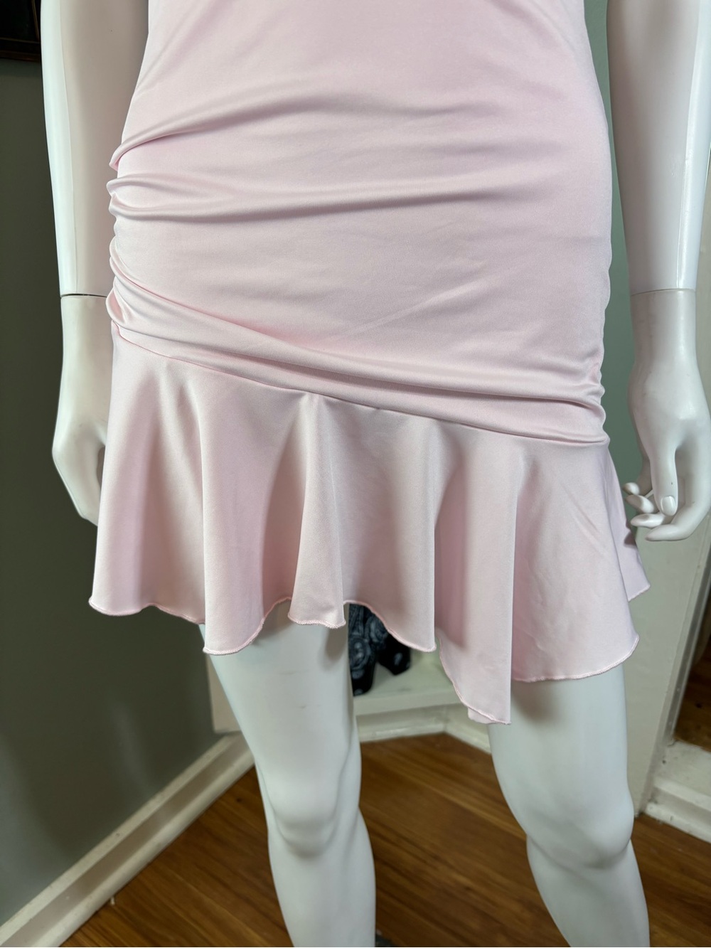 NWT New Not Your Fan Cut Out Pale Pink Mini Dress One Shoulder Sz 6 - Picture 8 of 12